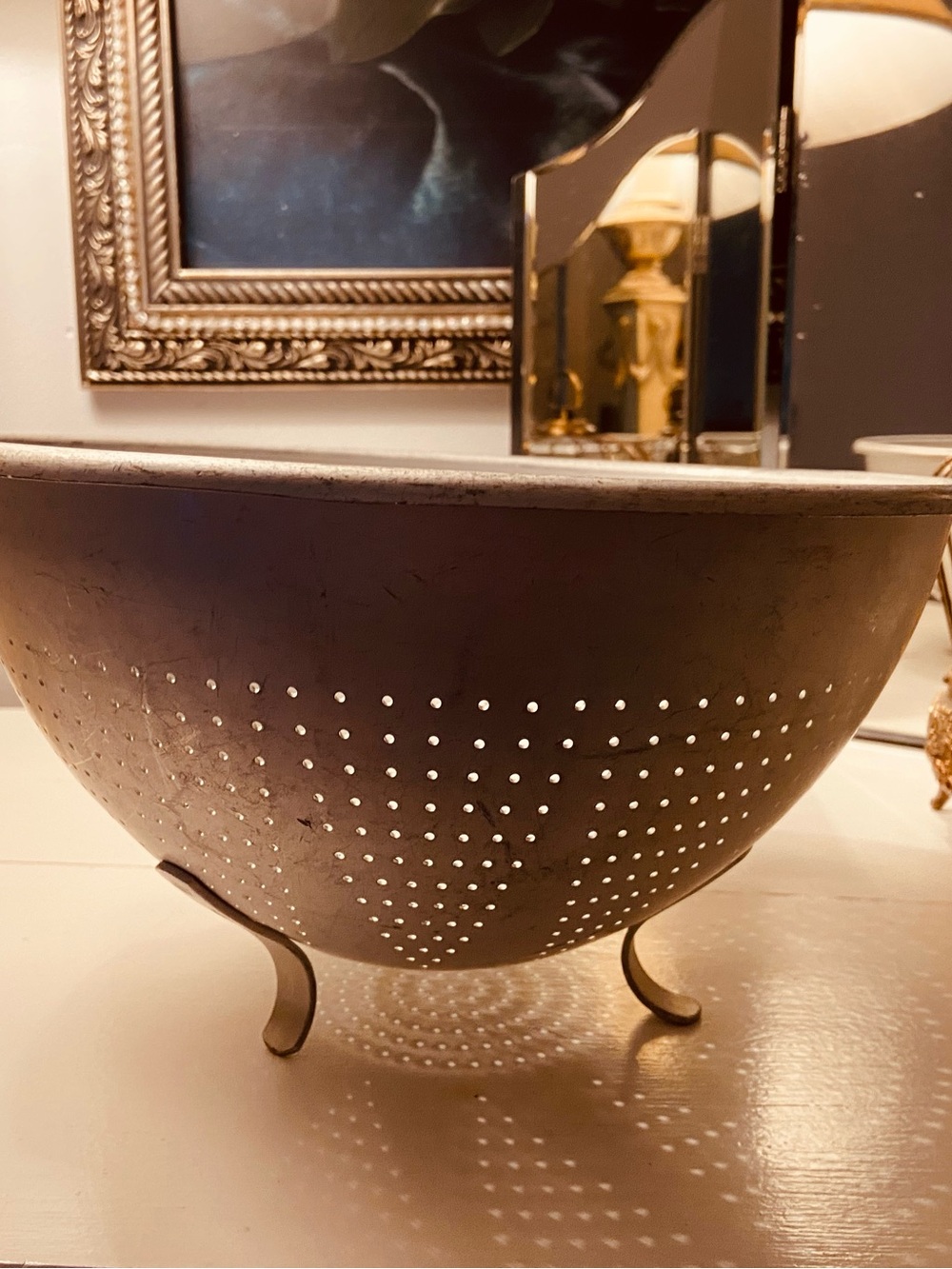 Vintage Large Footed Aluminum Colander